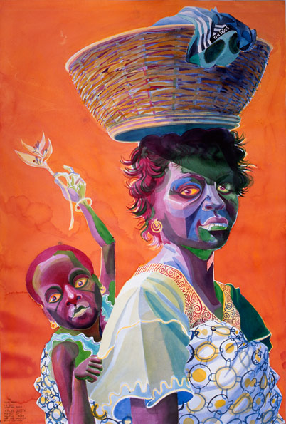 402x595 African Queen Portrait Of Agathe And Her Daughter Ruth - African Queen Painting