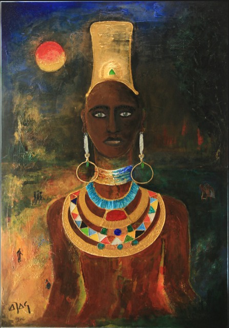 447x640 Mehmet Atac Orul Artwork African Queen Original Mixed Media - African Queen Painting