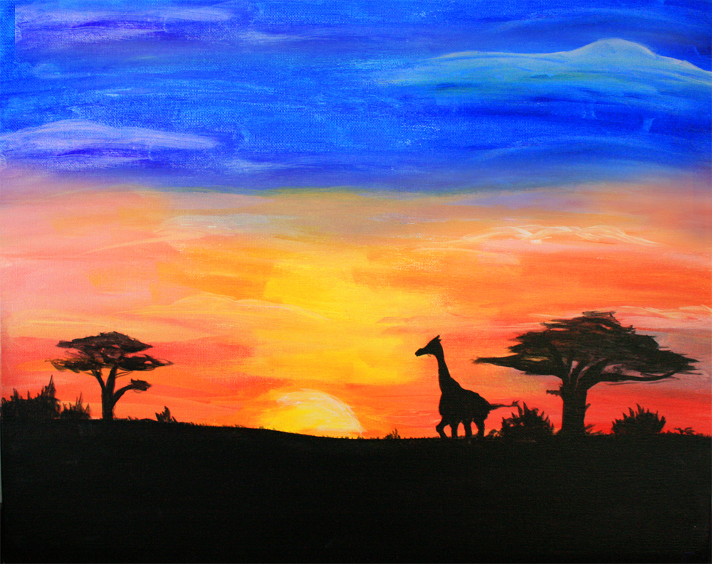 1000x793 Family Day The African Safari Wicked Art Bar - African Safari Painting