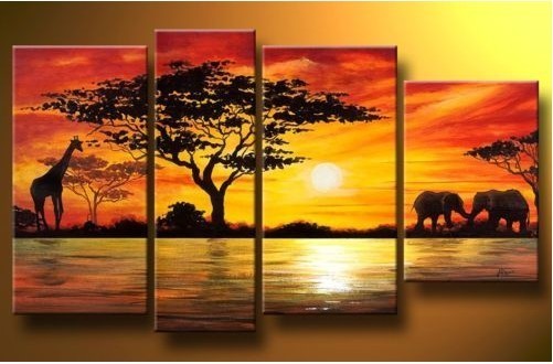 501x330 Madagascar Safari Sunset Landscape Painting - African Safari Painting