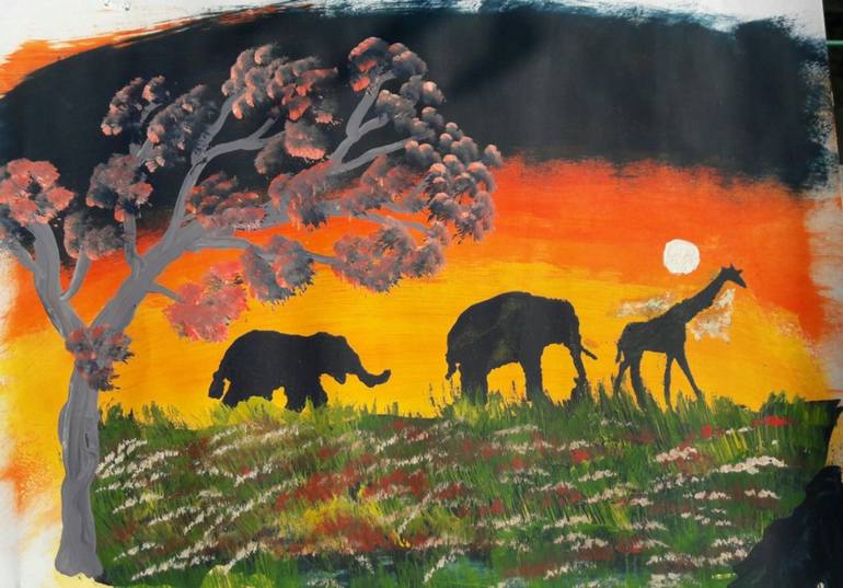 770x537 Saatchi Art African Jungle Safari Painting By Gurunath Kaya - African Safari Painting