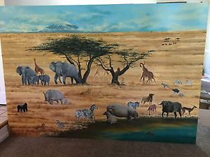 300x225 Africa Safari Origninal Oil Painting, Signed Keverhart 5'6x8' Ebay - African Safari Painting