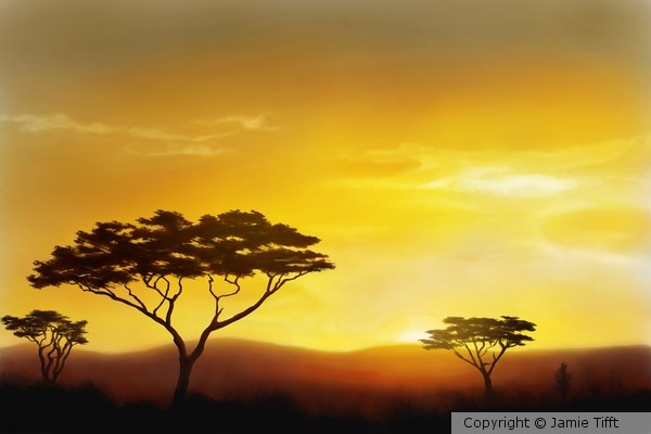 600x400 African Savannah Landscape Digital Painting By Jamie Tifft - African Savannah Painting
