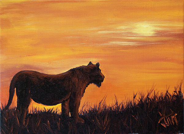 600x437 African Sunset Painting By Thea Wolff - African Savannah Painting