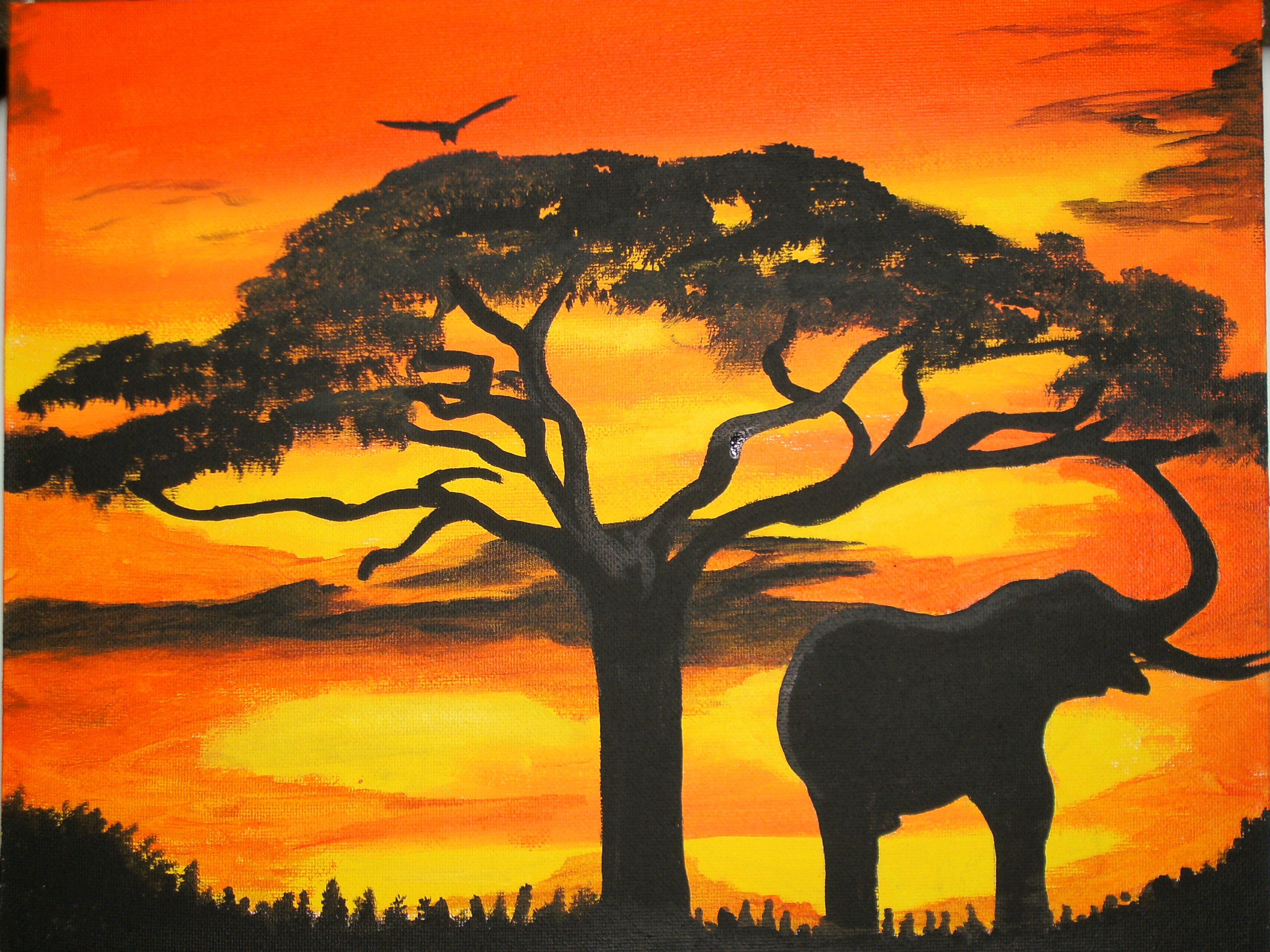 African Sunrise Painting at PaintingValley.com | Explore collection of ...