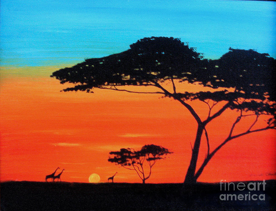 African Sunrise Painting At Explore Collection Of