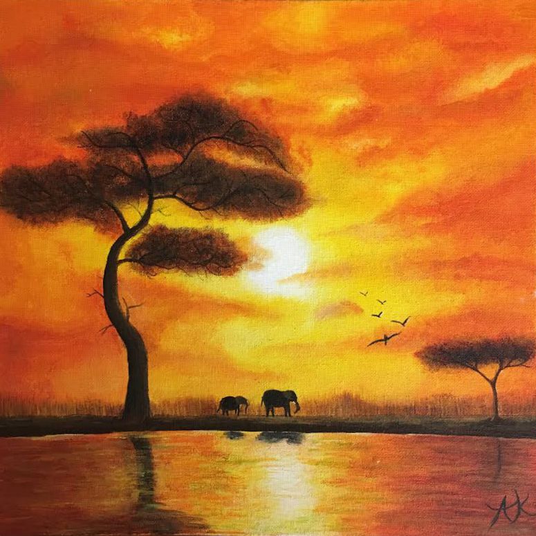 775x775 African Sunset Ceran - African Sunrise Painting