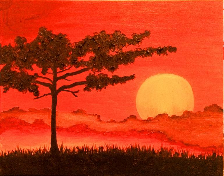 African Sunrise Painting at PaintingValley.com | Explore collection of ...