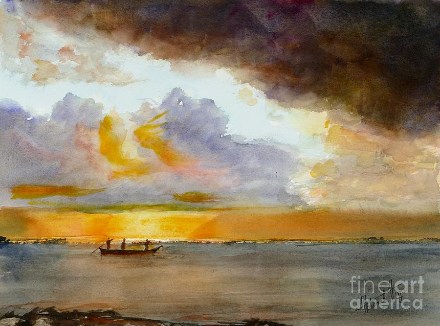 900x666 African Sunrise Painting By Mohamed Hirji - African Sunrise Painting