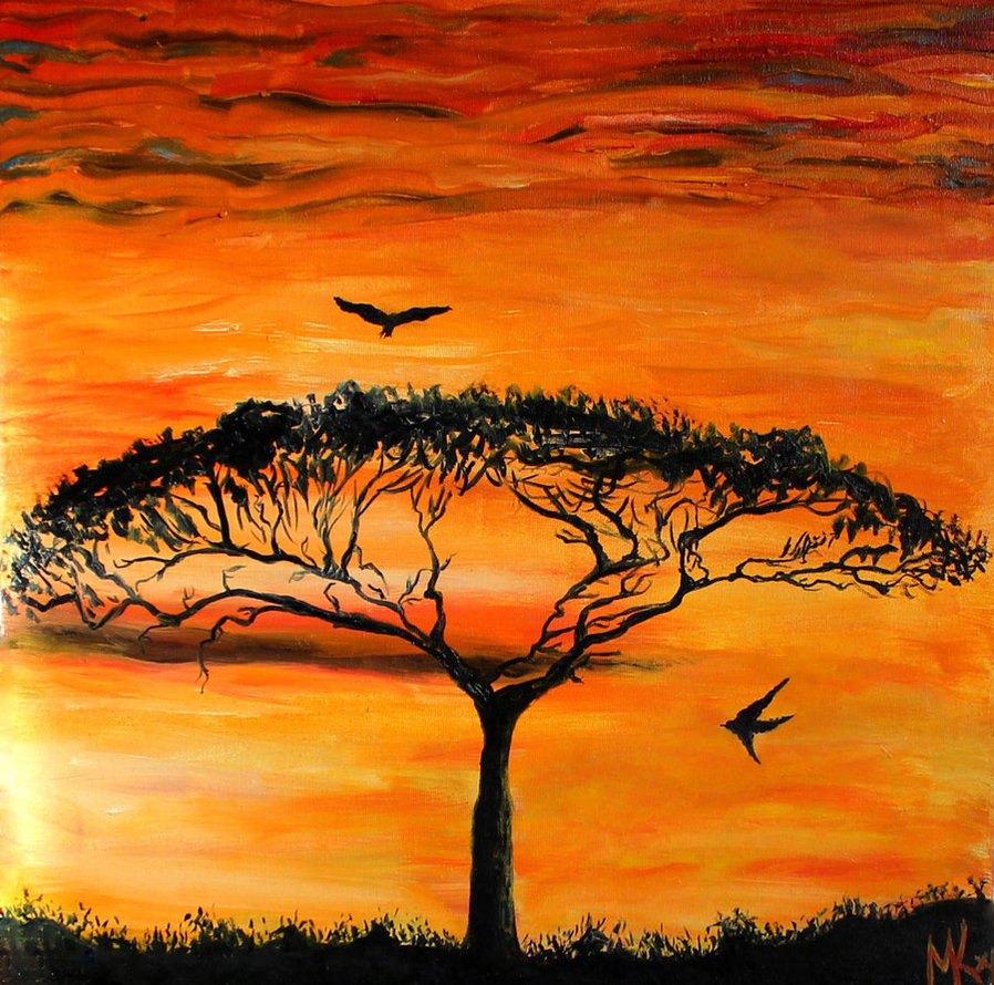 898x890 African Sunset By Madkreem - African Sunset Painting