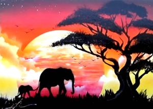 300x214 African Sunset Skech Art - African Sunset Painting