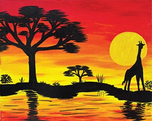 300x240 Paint On Canvas - African Sunset Painting