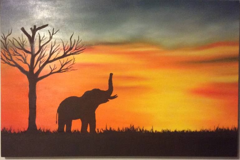 770x514 Saatchi Art African Sunset Painting By Ney Martinez - African Sunset Painting