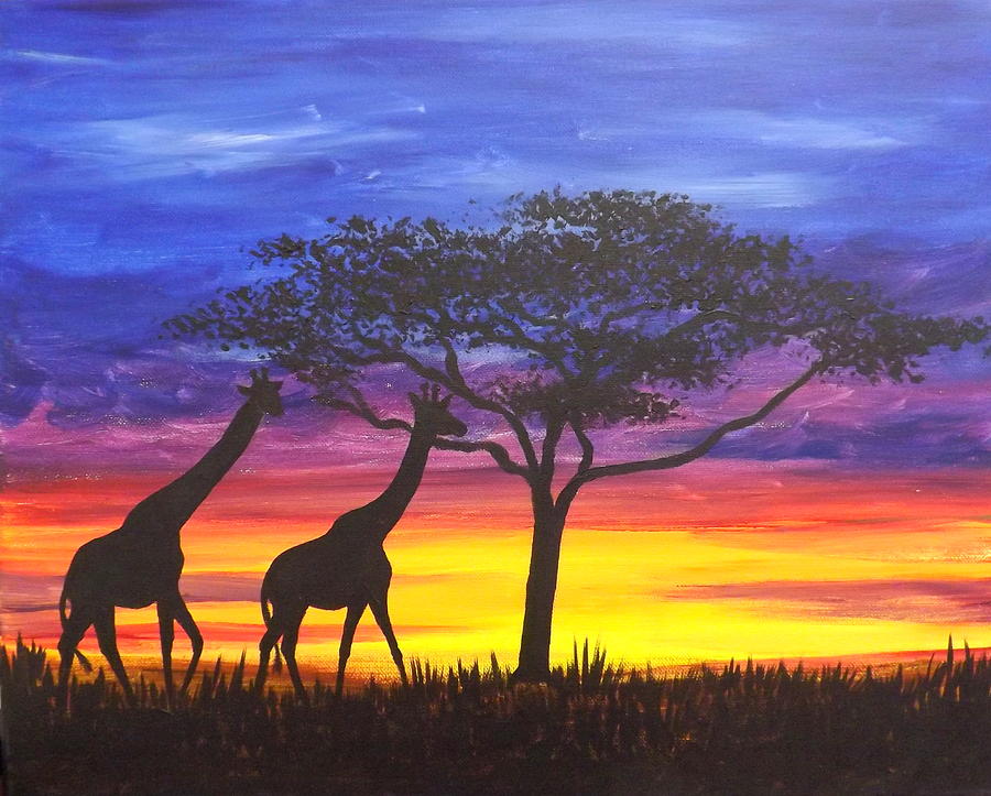 900x723 Serengeti Sunset Painting By Darren Robinson - African Sunset Painting