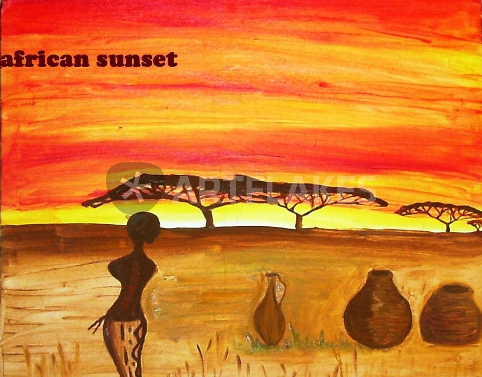 950x743 African Sunset Painting Art Prints And Posters By Scy - African Sunset Painting