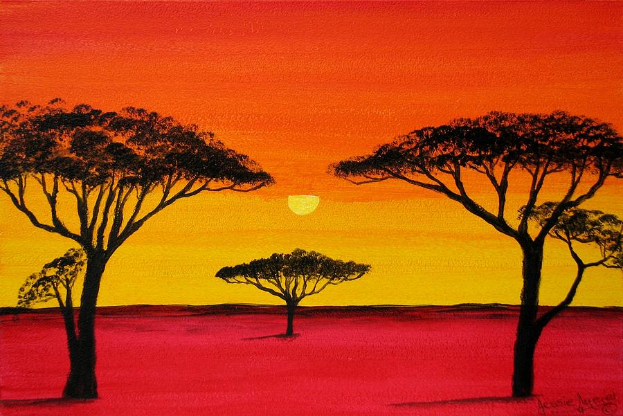 900x601 African Sunset 4551 Painting By Jessie Meier - African Sunset Painting