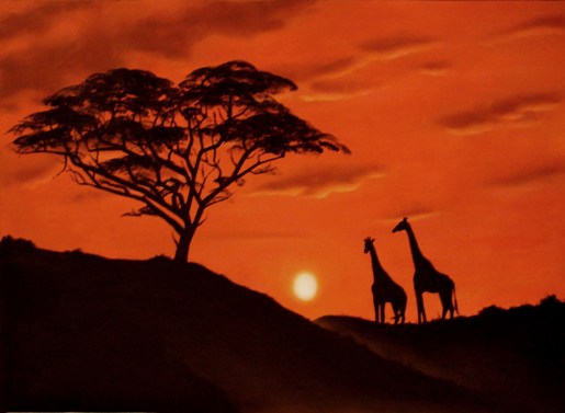 515x377 African Sunset Oil Painting Commission Portraits By Miranda - African Sunset Painting