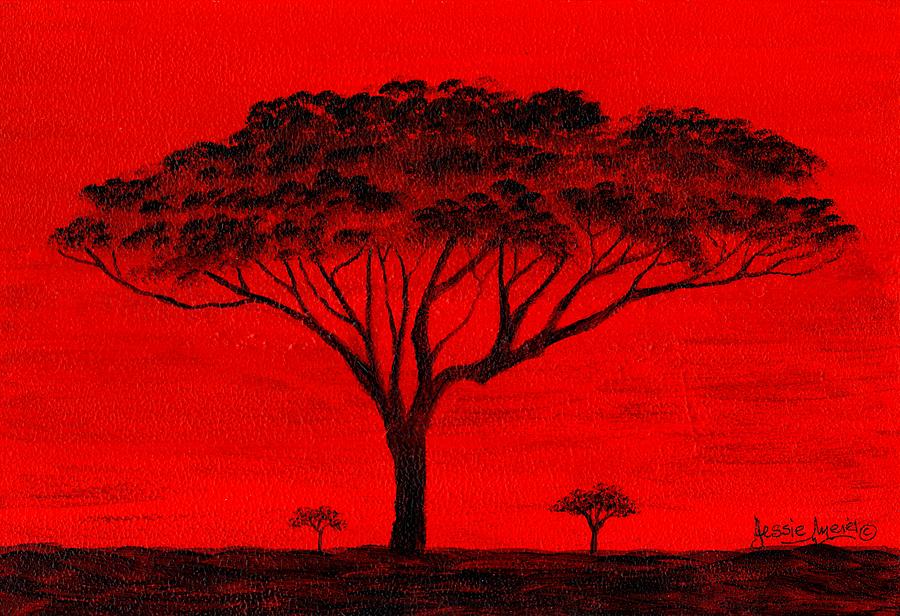 900x616 African Tree 4636 Painting By Jessie Meier - African Tree Painting