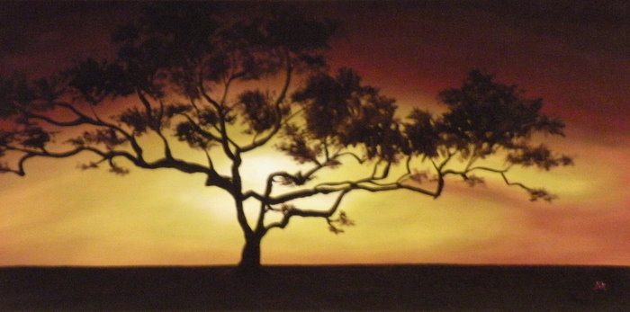 700x347 African Tree Sunset - African Tree Painting