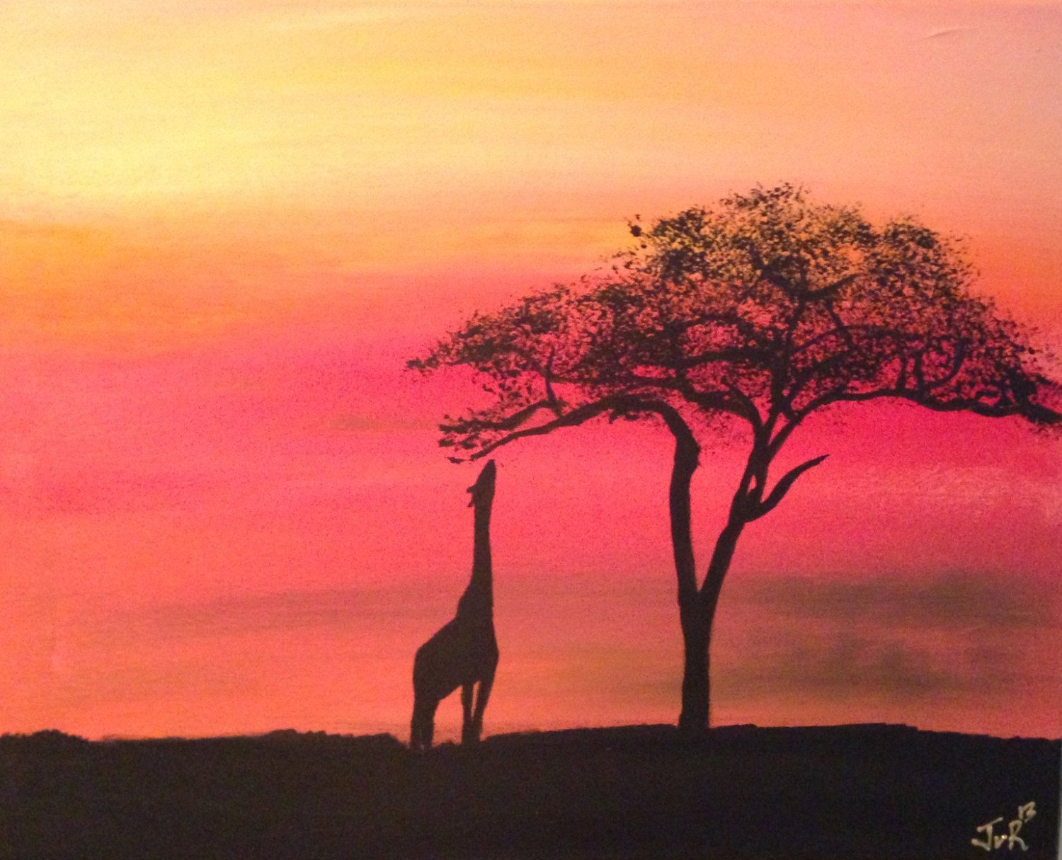 1500x1215 Listed Price. African Safari Tree Giraffe Animal Acrylic Art - African Tree Painting