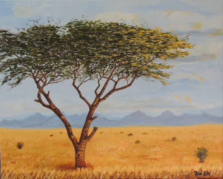770x619 Saatchi Art Bushveld With Thorn Tree South Africa Painting By - African Tree Painting