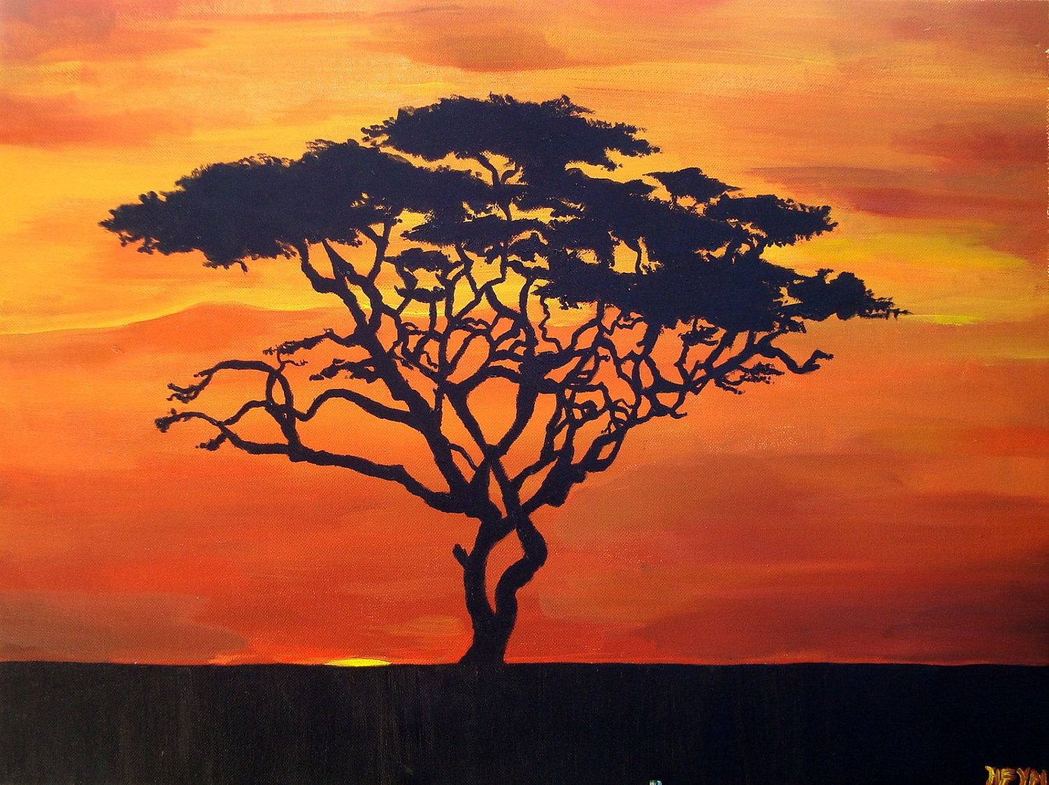 1500x1122 Acacia Tree Silhouette - African Tree Painting