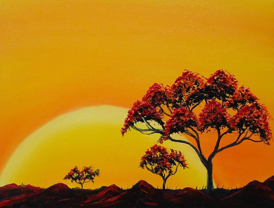 900x684 African Sunset Paintings African Tree Sunset 1 Painting - African Tree Painting