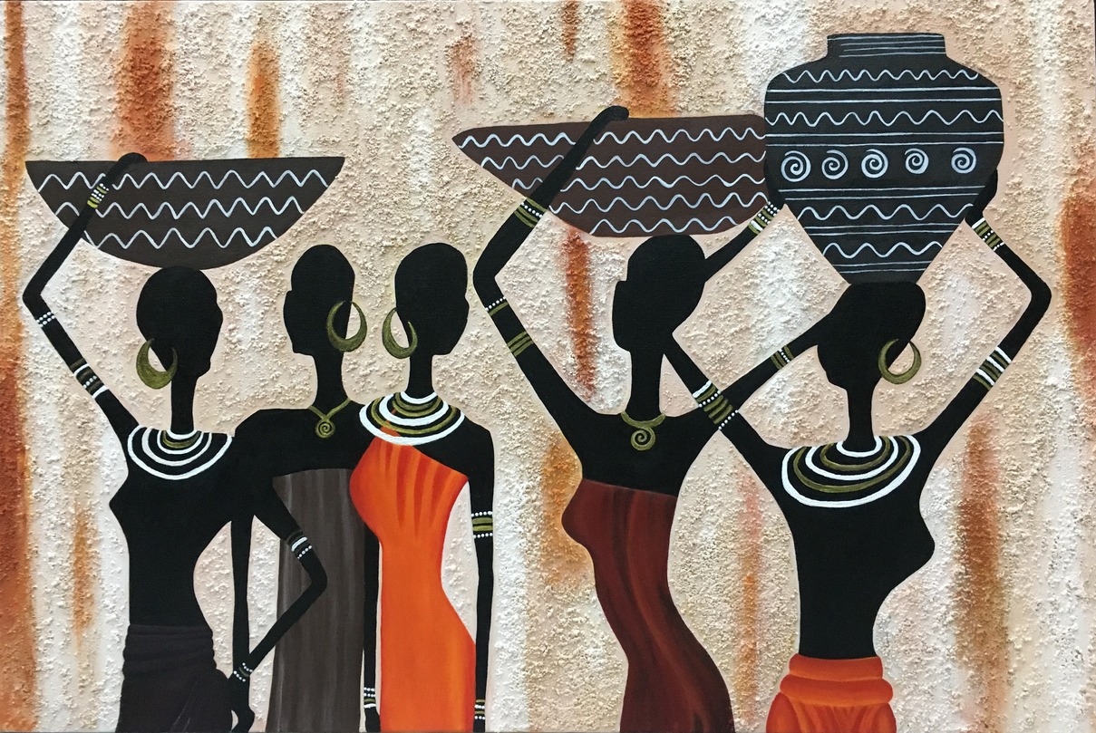 1209x809 Buy Painting Tribal Ladies Artwork No 11639 By Indian Artist Nisha - African Tribal Woman Painting