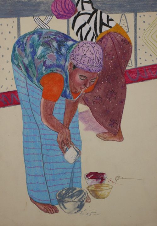 499x720 African Woman Painting Their Home - African Tribal Woman Painting