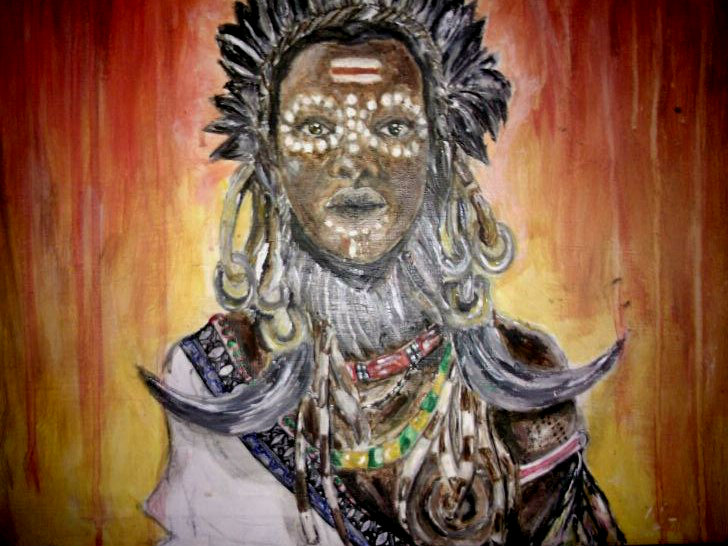 728x546 African Tribal Woman By Helenaj23 - African Tribal Woman Painting