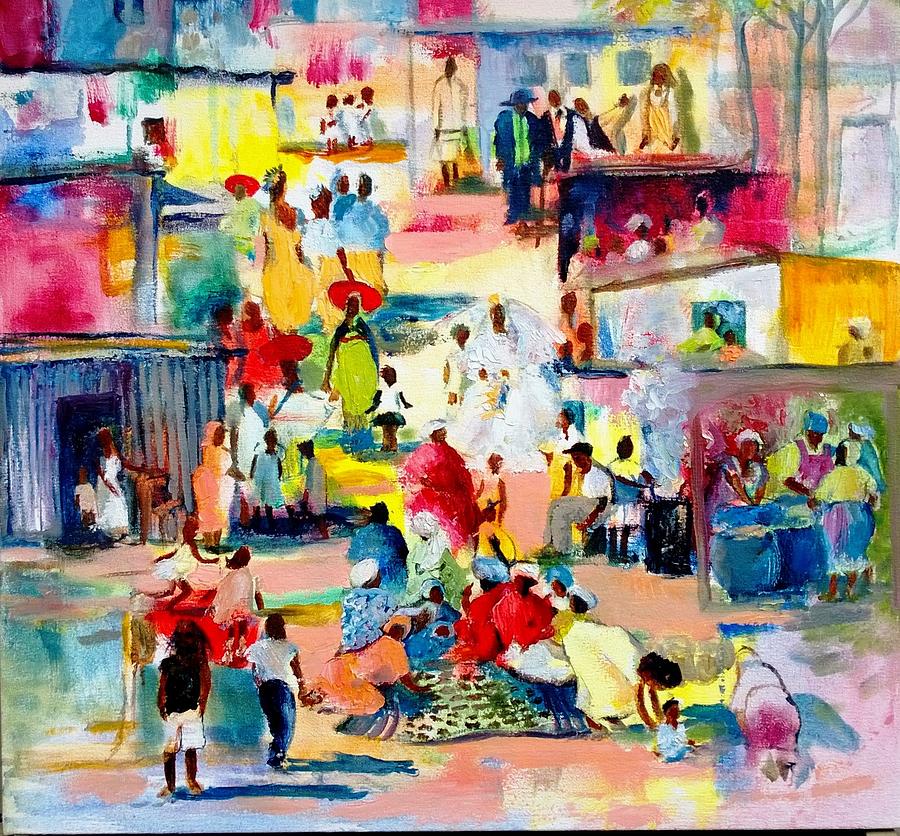 900x836 African Village Scene Paintings Fine Art America - African Village Painting