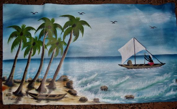570x351 African Village Painting Large 36 X 39 Inches Size By Zabbadesigns - African Village Painting