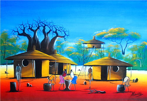 African Village Painting at PaintingValley.com | Explore collection of ...