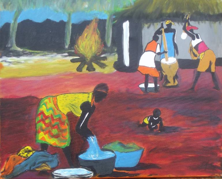 African Village Painting at PaintingValley.com | Explore collection of ...