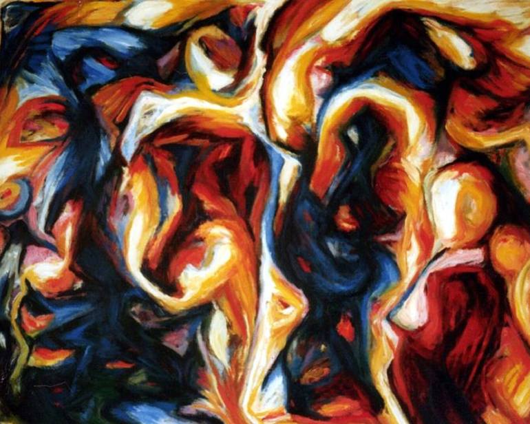 770x616 Saatchi Art African Village Party Painting By Dan Civa - African Village Painting