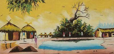 400x192 Unicef Uk Market Signed Original African Village Painting - African Village Painting