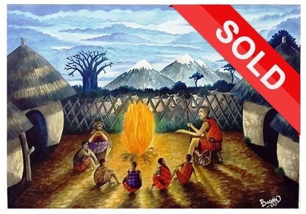 600x419 African Village - African Village Painting