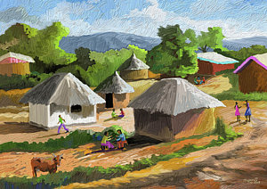 300x212 African Village Paintings Fine Art America - African Village Painting