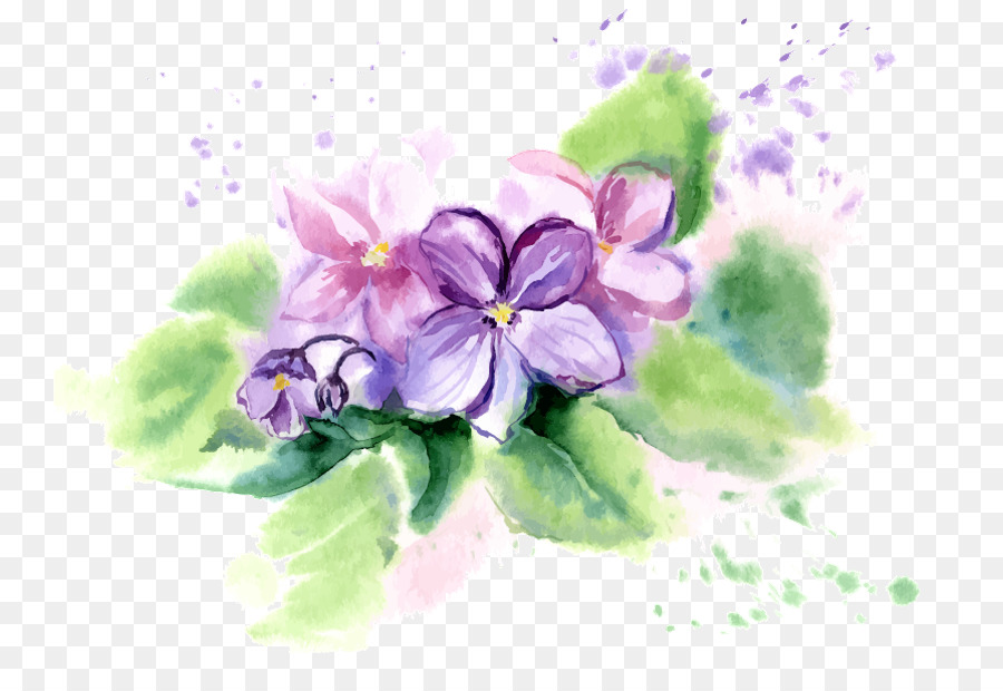 900x620 African Violets Flower Watercolor Painting - African Violet Painting