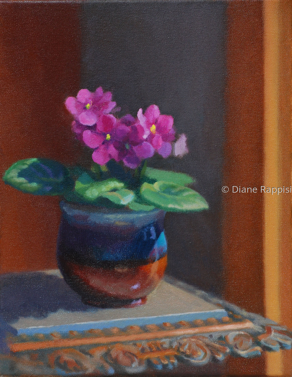 929x1200 Painting African Violet (Original Art By Diane Rappisi ) - African Violet Painting