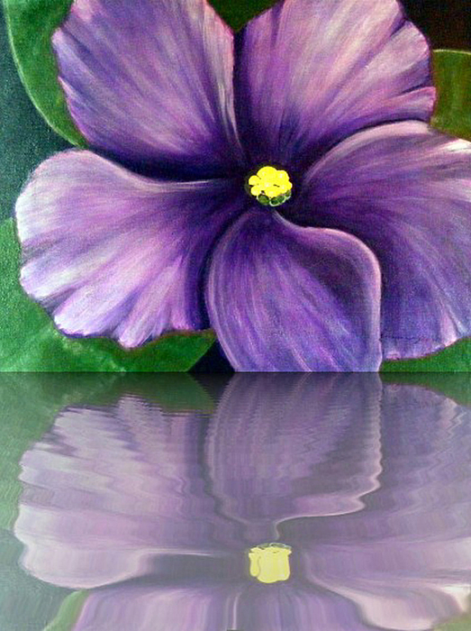 523x700 Watery African Violet Reflection Digital Art By Barbara Griffin - African Violet Painting