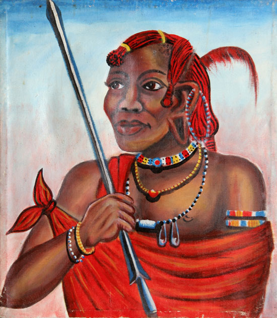 550x632 African Warrior Woman Painting - African Warrior Painting
