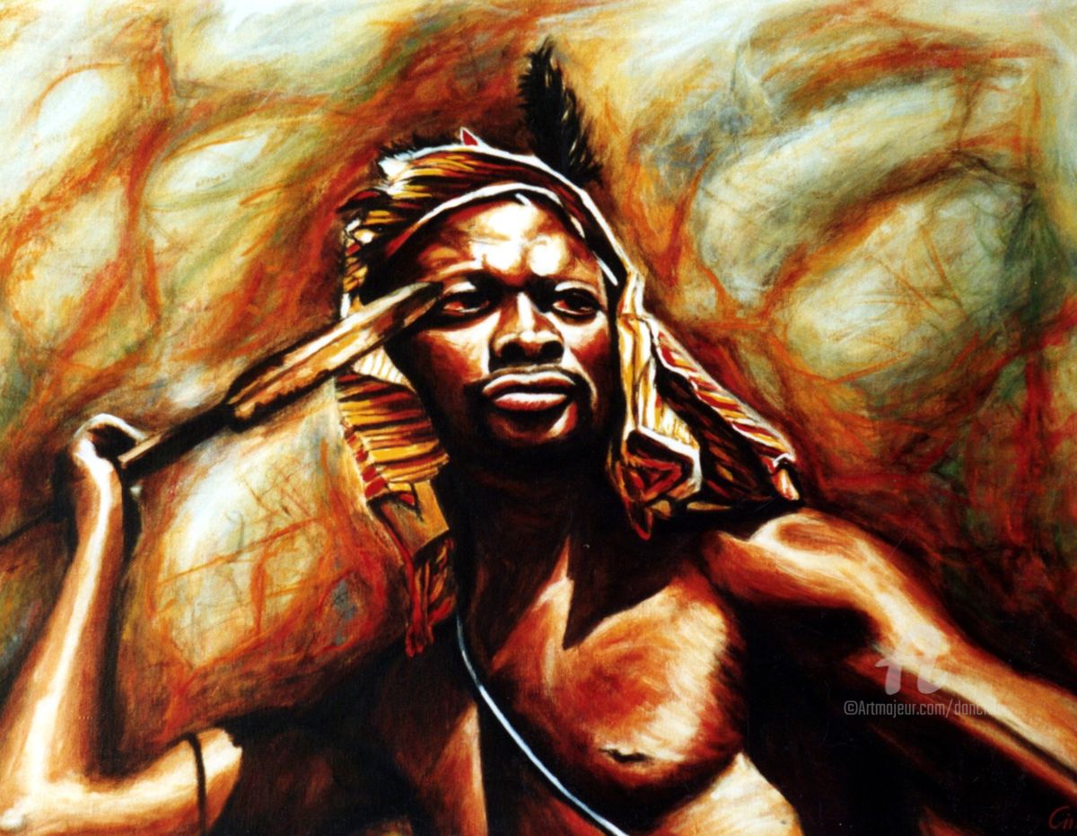 1200x931 African Warrior (Dan Civa) - African Warrior Painting