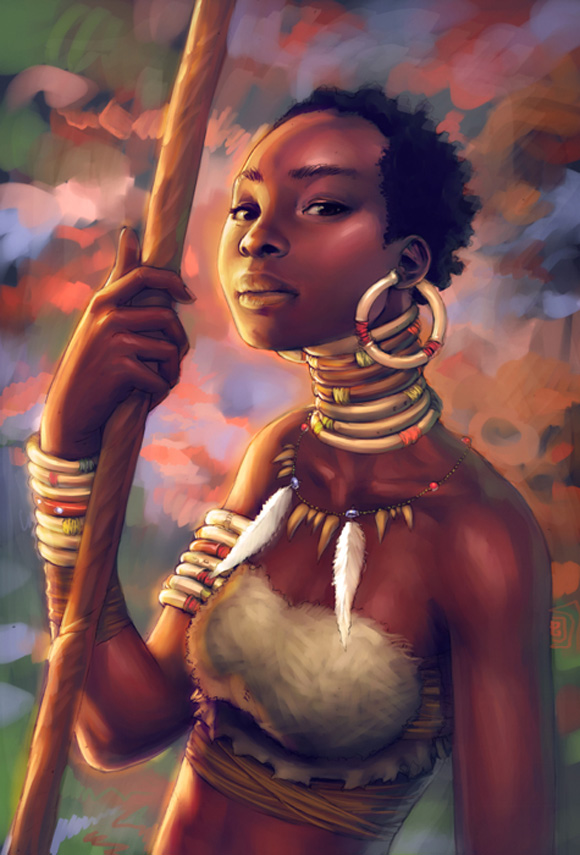 580x855 African Writers Phenderson Clark - African Warrior Painting