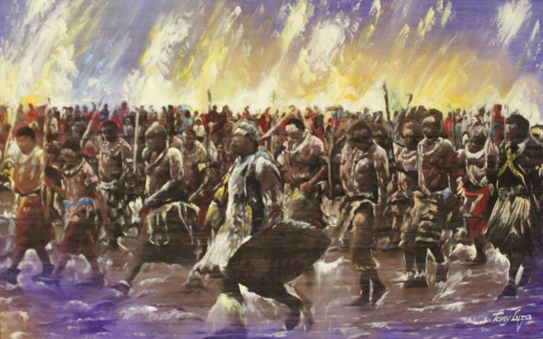 770x481 Saatchi Art African Warriors Painting By Tony Luzayisu - African Warrior Painting