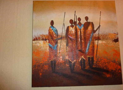 396x292 Two Superb Oil Paintings Of Maasai Warriors On African Plains - African Warrior Painting