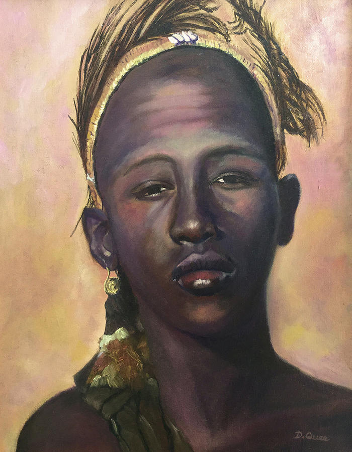700x900 Young African Warrior Painting By Diane Quee - African Warrior Painting