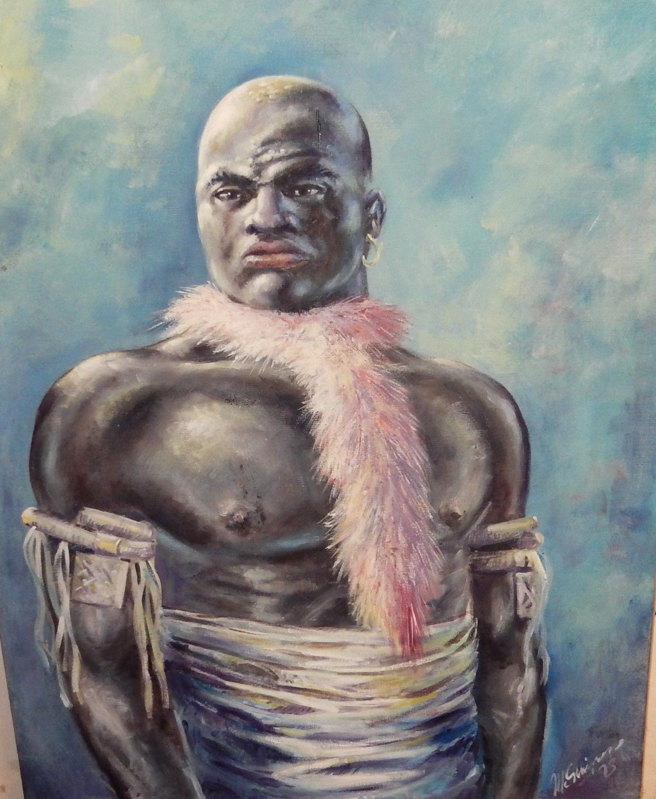 1313x1600 African Warrior Huge Original Oil On Canvas Painting Signed Dated - African Warrior Painting