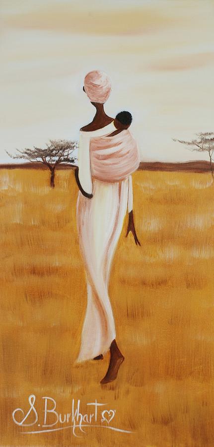 431x900 African Woman With Baby Painting By Shawna Burkhart - African Woman Painting