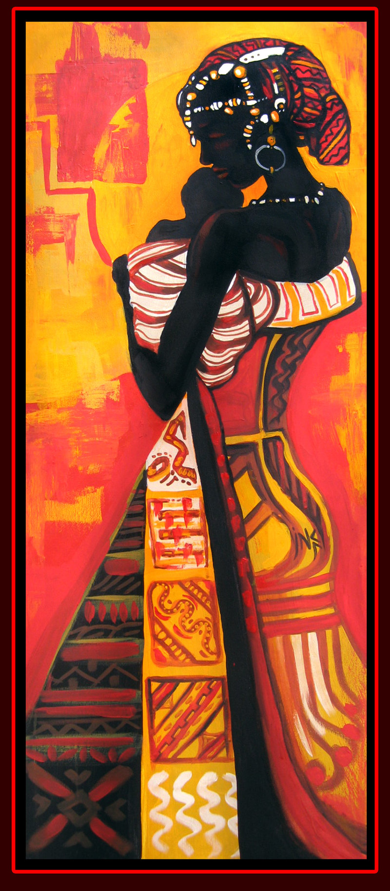 800x1829 African Woman 6 By Tsabo6 - African Woman Painting